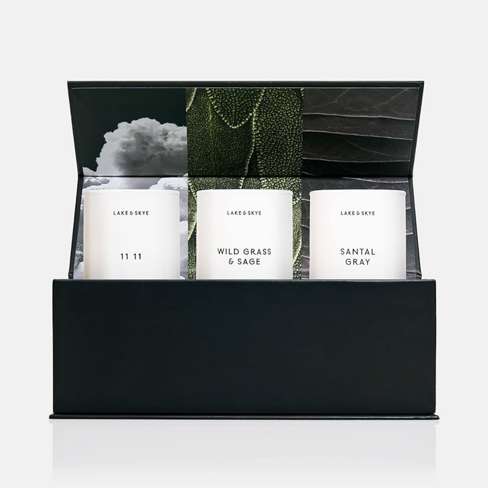 Lake & Skye 11 11 Wild Grass Santal Gray Candle Set